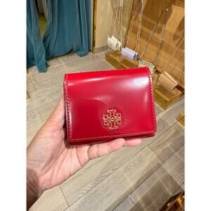 Tory Burch Britten Compact Wallet 163002 Bartlett Red, $178